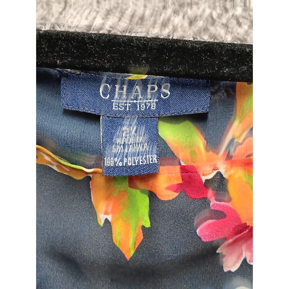 Chaps Relaxed Fit Floral Blouse Women‎ 2X Blue Pink Boho Peasant Top Romantic - Picture 2 of 8